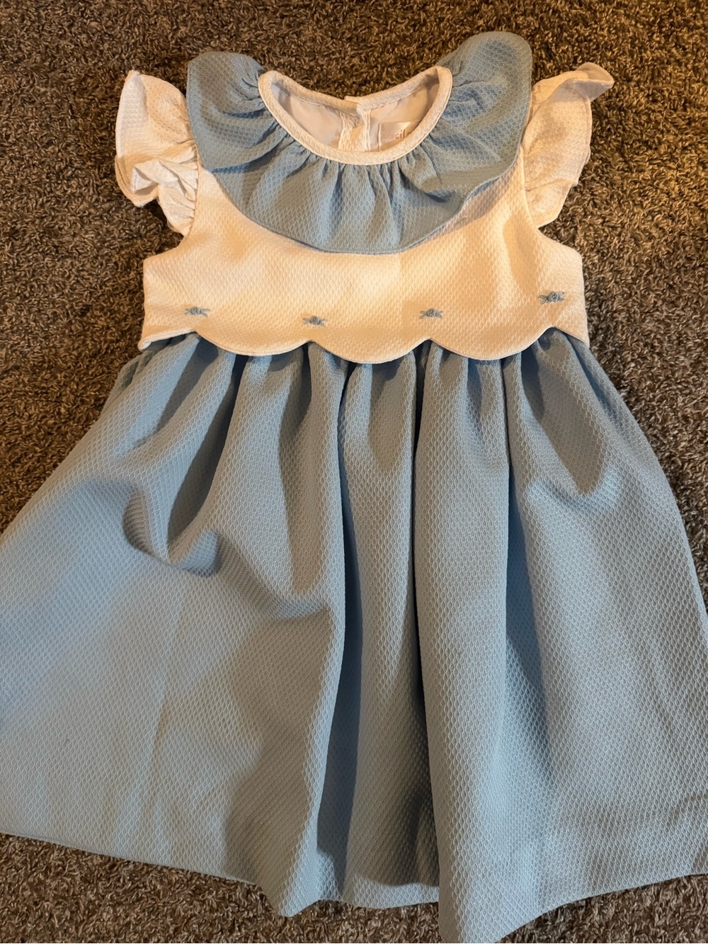 Blue and White Ruffle Collar Formal Dress for Girls